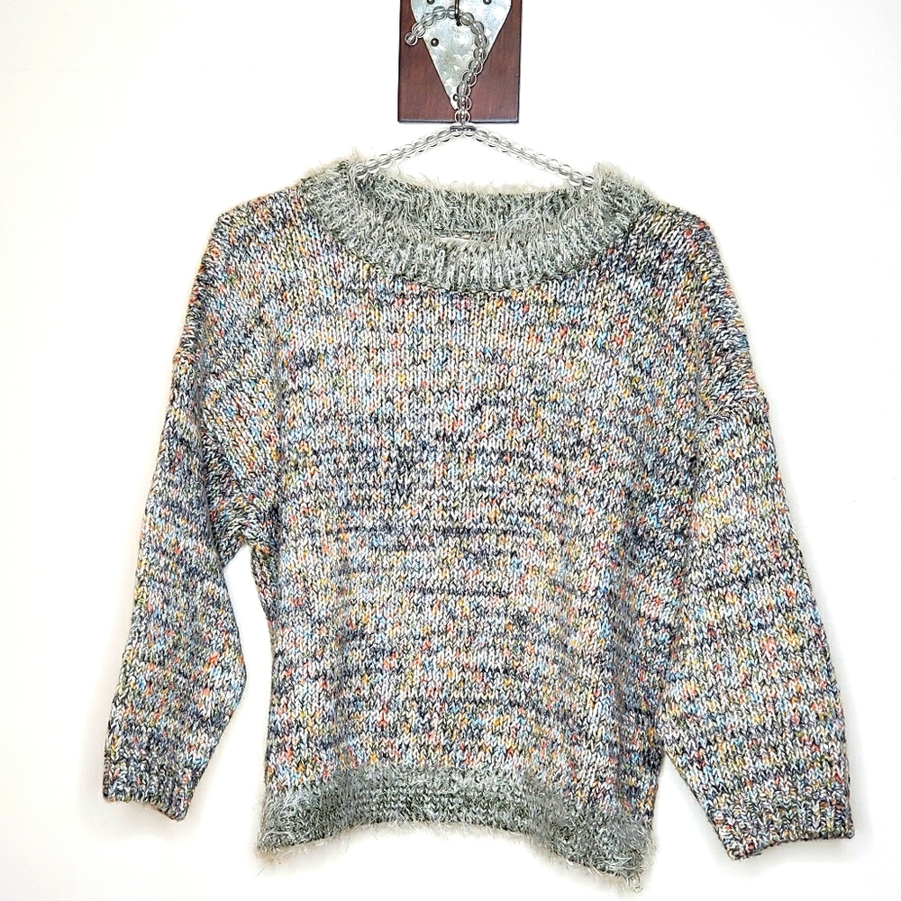 Lou & Grey Marled Sweater with Fuzzy Trim
